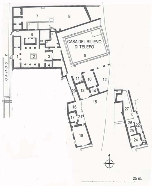 Herculaneum Insula Orientalis I.2. Casa del Rilievo di Telefo or House of the Relief of Telephus
Plan